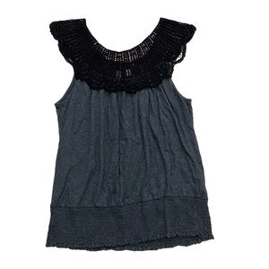 Anthropologie Ric Rac Lace Collar Tank Top